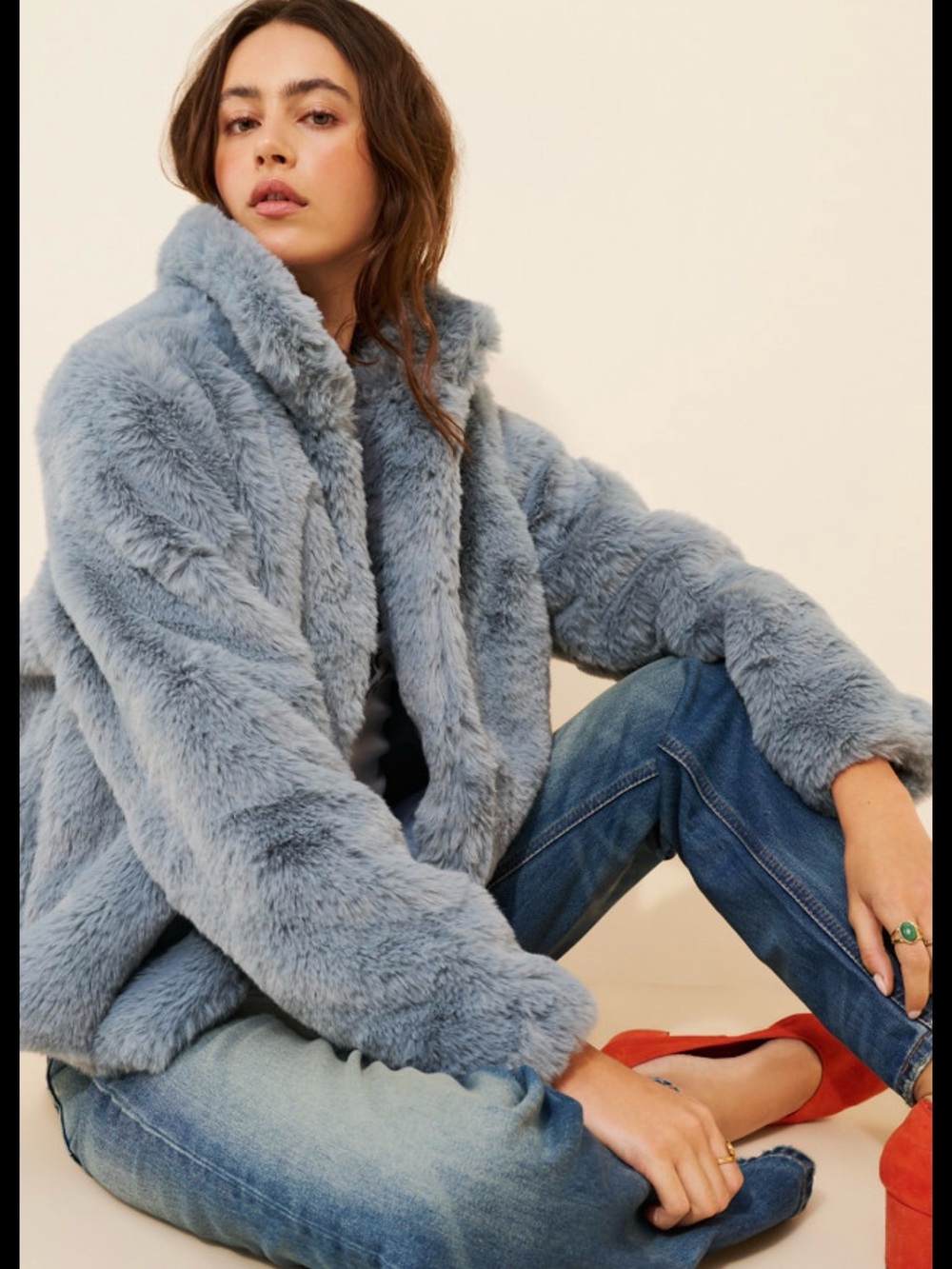 ivy blossom jacket Cozy Plush Zip-Up Jacket in Dusty Blue